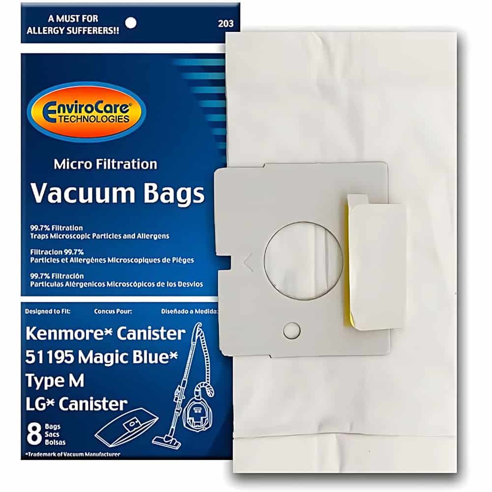Compatible with Kenmore 51195 Blue Magic Canister Vacuum Bags by Envirocare 16 pack