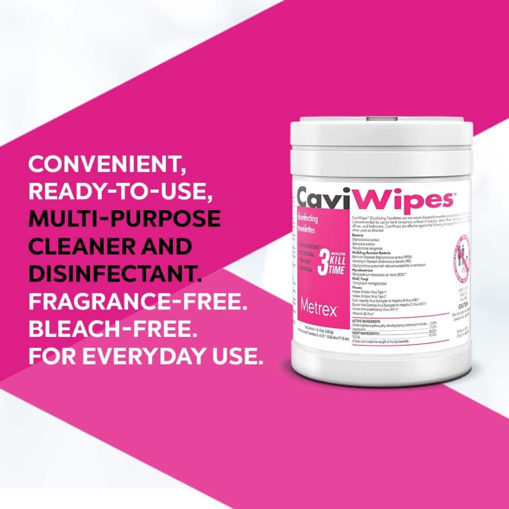 CaviWipes Surface Disinfectant Premoistened Wipe 220 Count Canister Case of 10