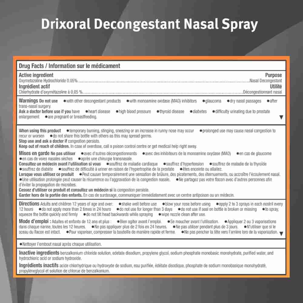 Drixoral Decongestant Nasal Spray, Fast and Long Lasting 12 Hour Relief, 30ml