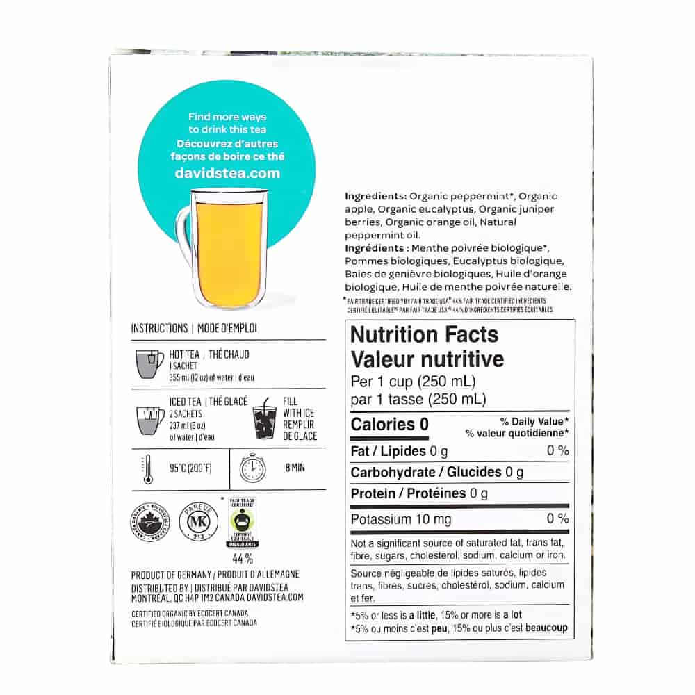 DAVIDsTEA Herbal Infusion Tisane - Cold 911 - 12's