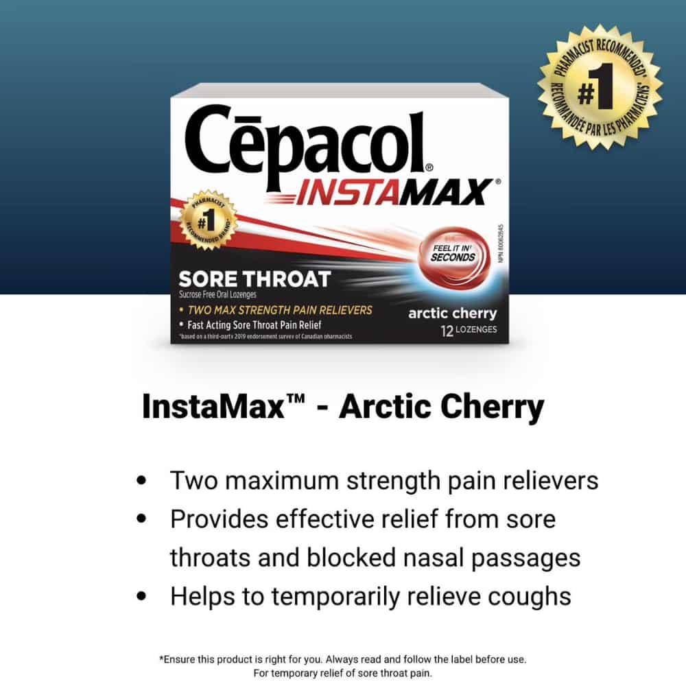 Cepacol® Instamax Arctic Cherry, Sore Throat Lozenges, 12 ct