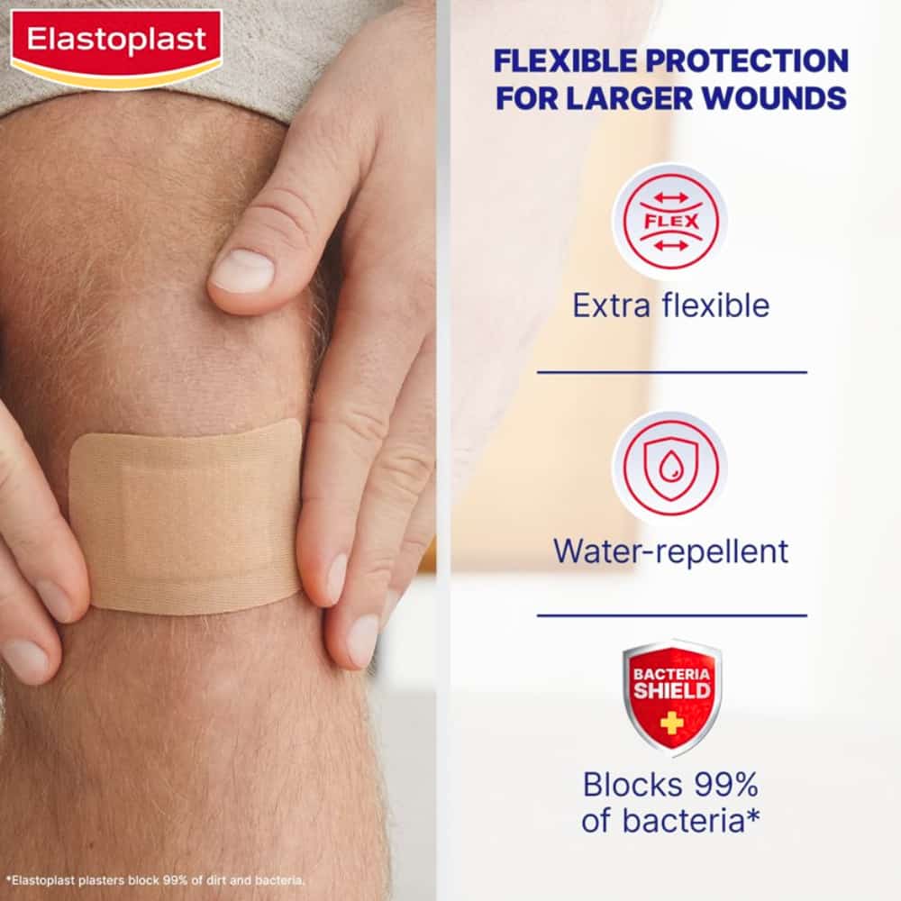 Elastoplast Extra Tough Waterproof Dressing Strips 6cmx8cm 8s (Relaunch)