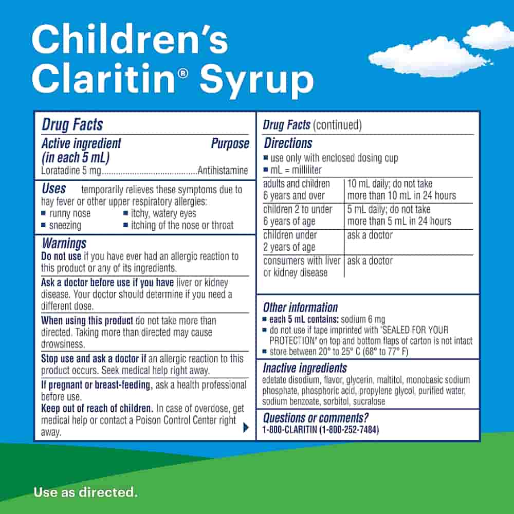 Claritin Kids, Allergy Medicine, 24-Hour Non-Drowsy Relief Syrup, Grape Flavour, 240 mL