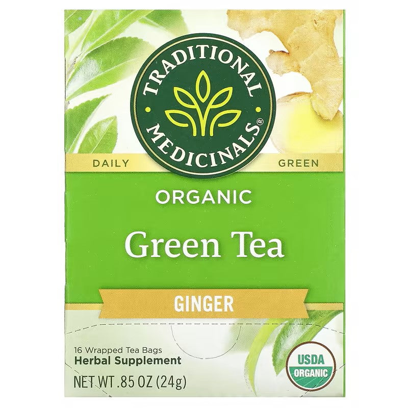 Traditional Medicinals Organic Green Tea Wrapped Tea Bags - Ginger - 16's