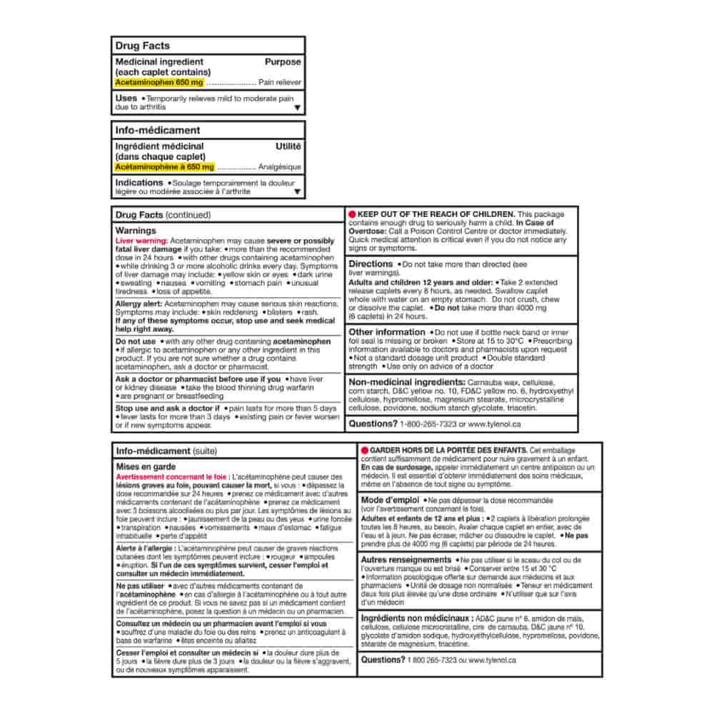 Tylenol* Arthritis Pain Acetaminophen Caplets - 170's