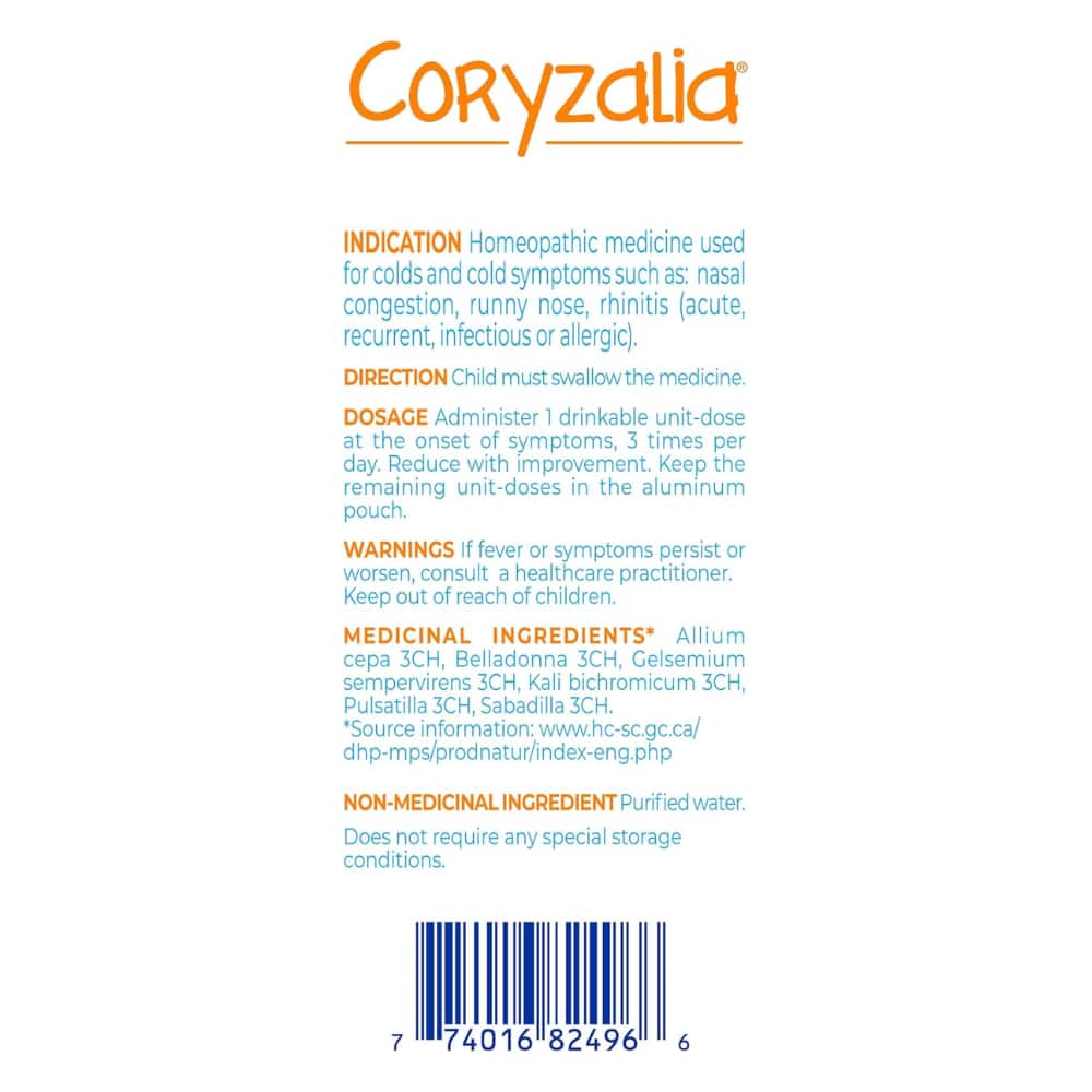 Children's Coryzalia for Cold and Cold Symptoms in Children 1 Month to 11 Years of Age