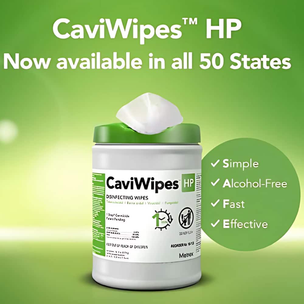 CaviWipes HP XL Surface Disinfectant Cleaner Peroxide Based Manual Pull Wipe 65 Count Canister Scented NonSterile