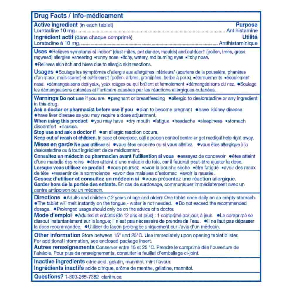 Claritin Rapid Dissolve Allergy Medicine, 24-Hour Non-Drowsy Relief 10 mg, 30 Tablets