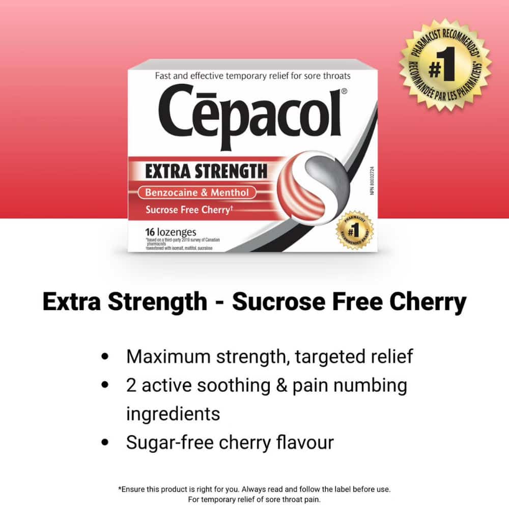 Cepacol® Extra Strength Sucrose Free Cherry, Sore Throat Lozenges, 16 ct