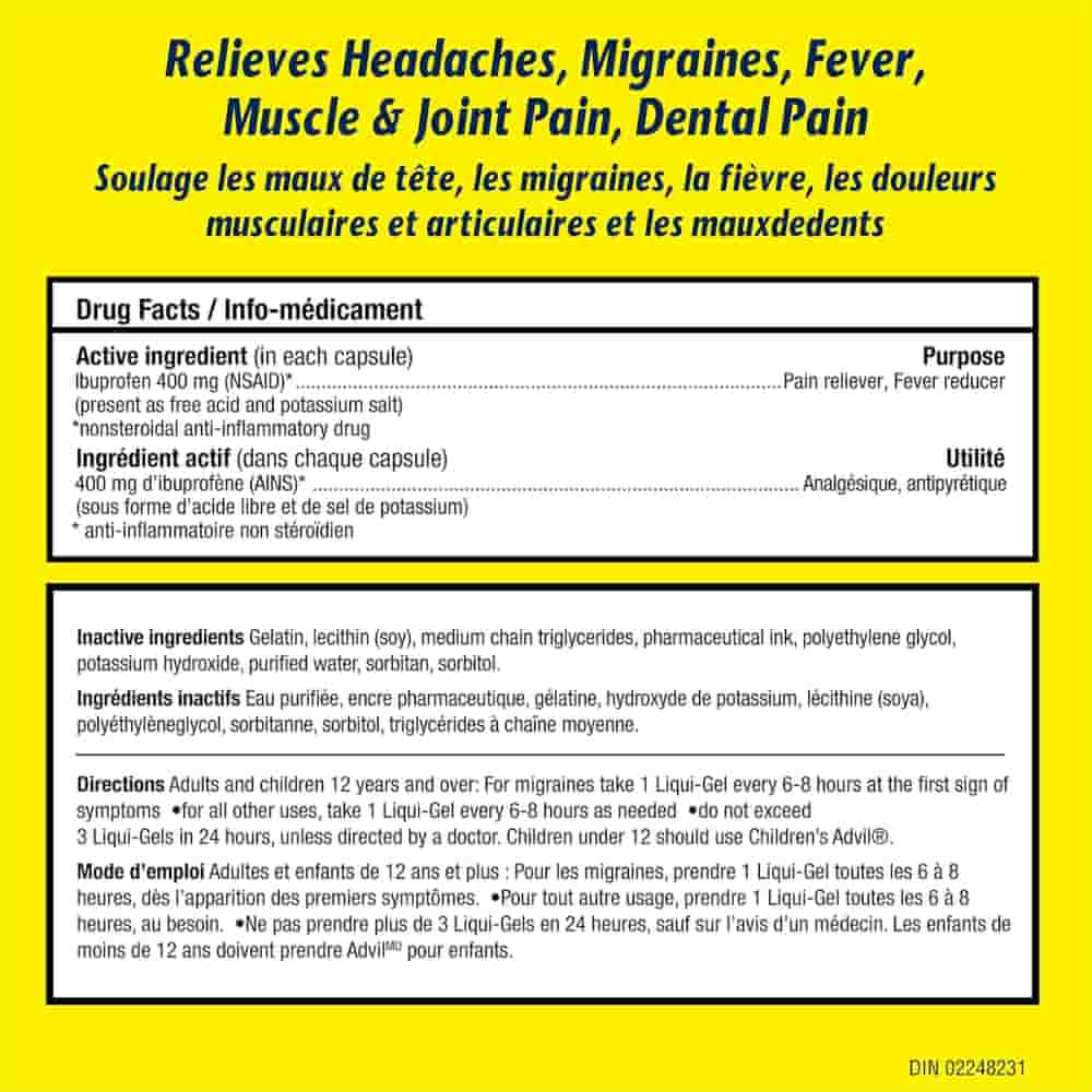 Advil Extra Strength Liqui-Gels for Headaches, Migraines, and Pain Relief, 400 mg Ibuprofen, 24 Count
