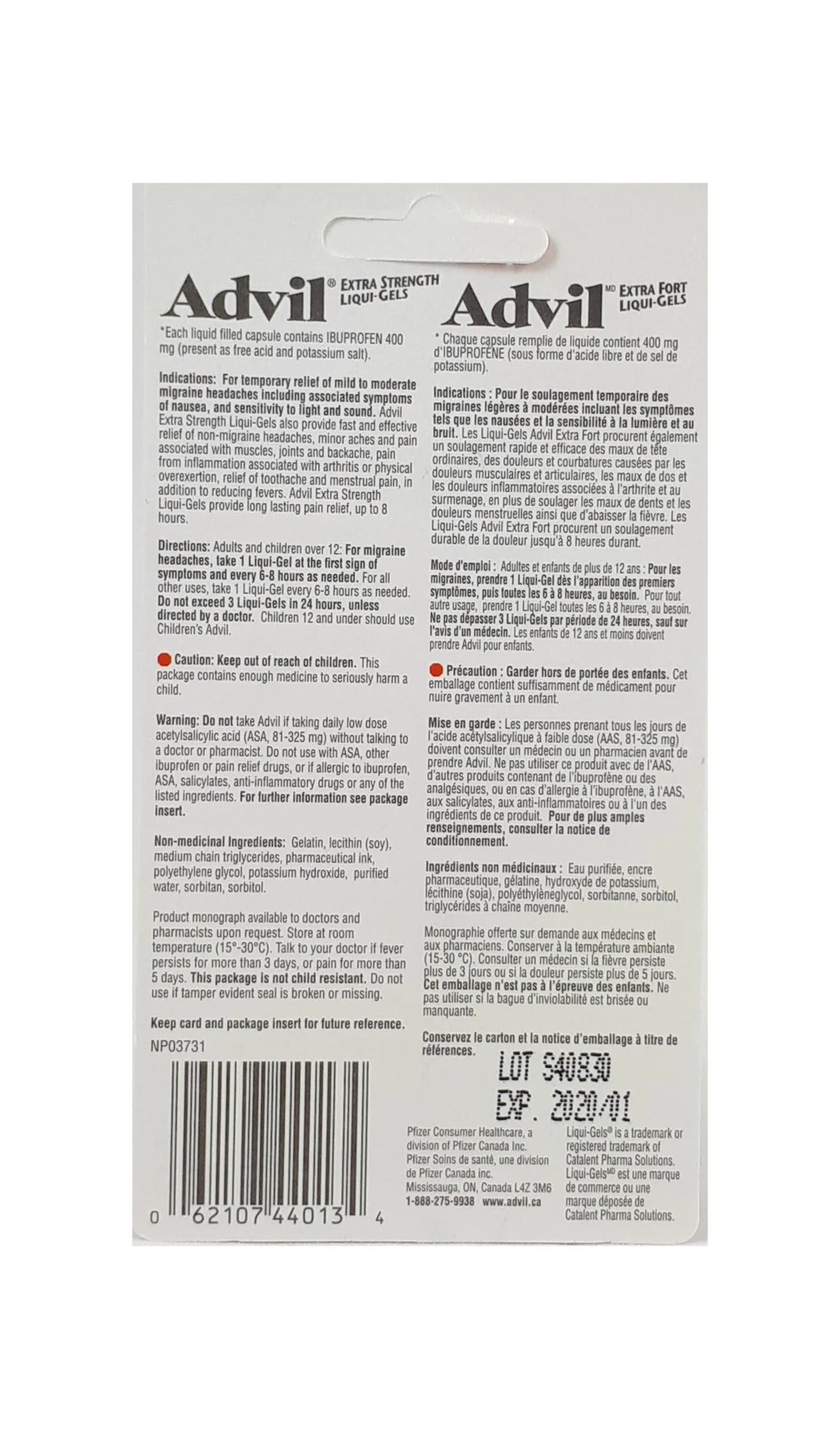 Advil Extra Strength Ibuprofen Capsules 400 mg Travel Pack 10 Liqui-Gels Good