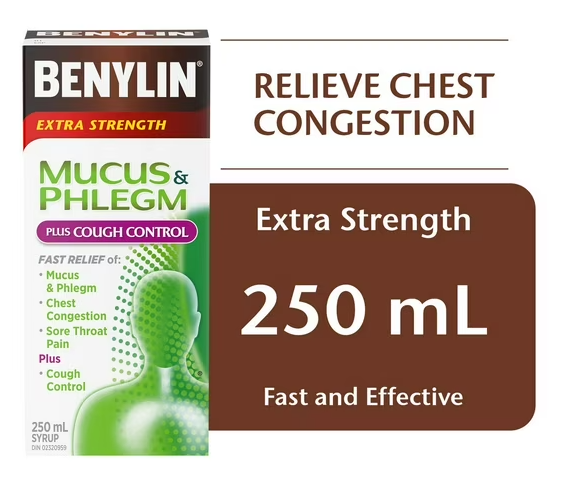 Benylin Extra Strength Mucus & Phlegm Plus Cough Control Syrup - 250ml