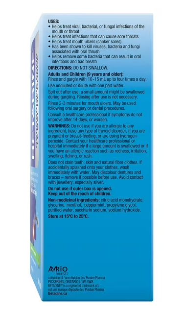 Betadine Sore Throat Gargle - Mint - 240ml