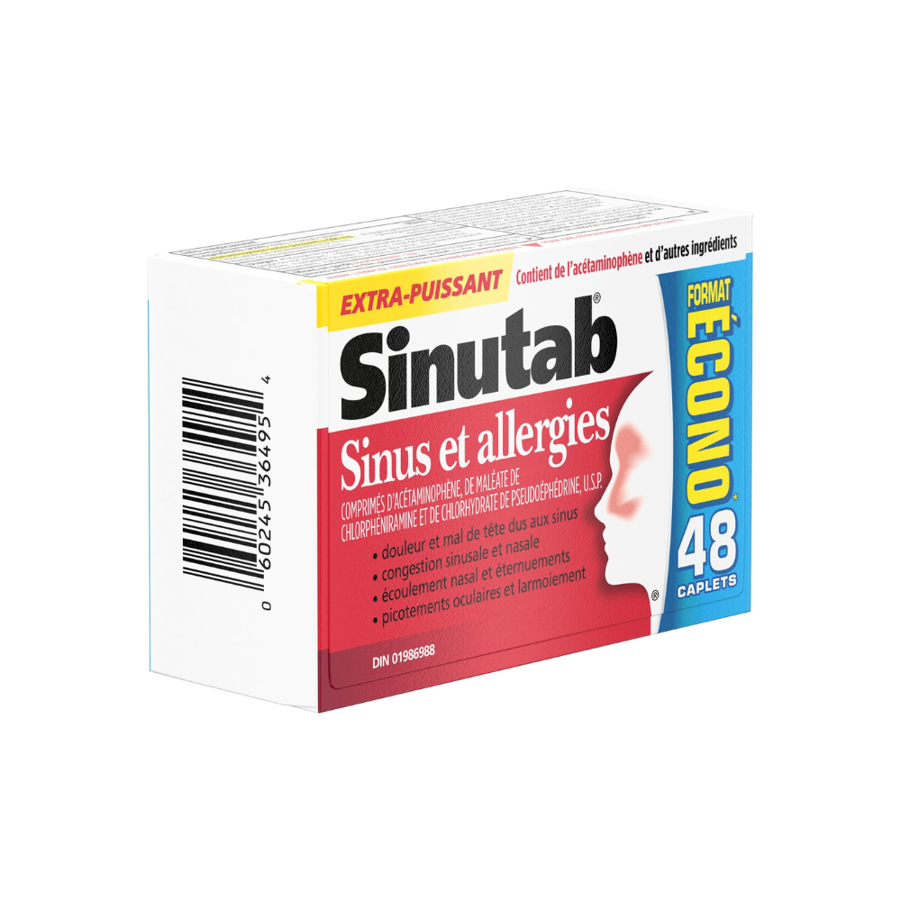 Buy Sinutab Extra Strength 48 Caplets Sinus & Allergy Relief You Can Count On