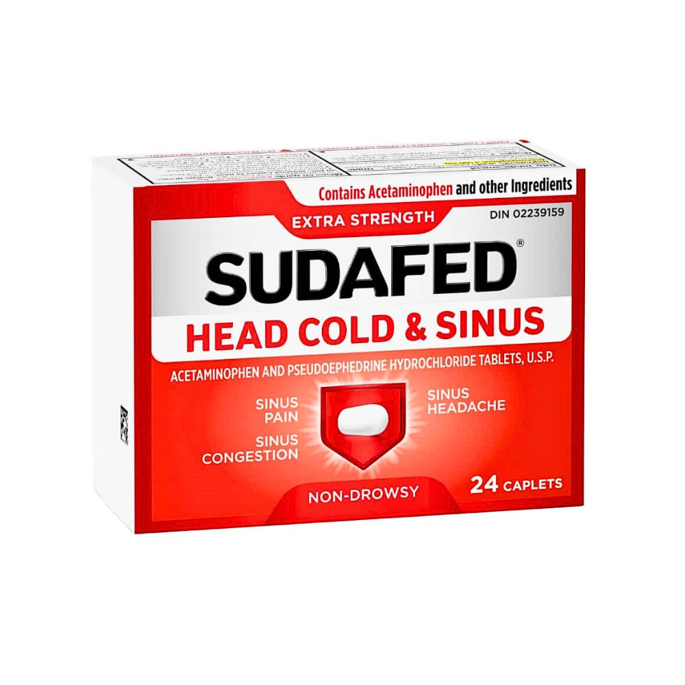 Buy Sudafed Head Cold & Sinus Relief – Extra Strength 24 Caplets Online