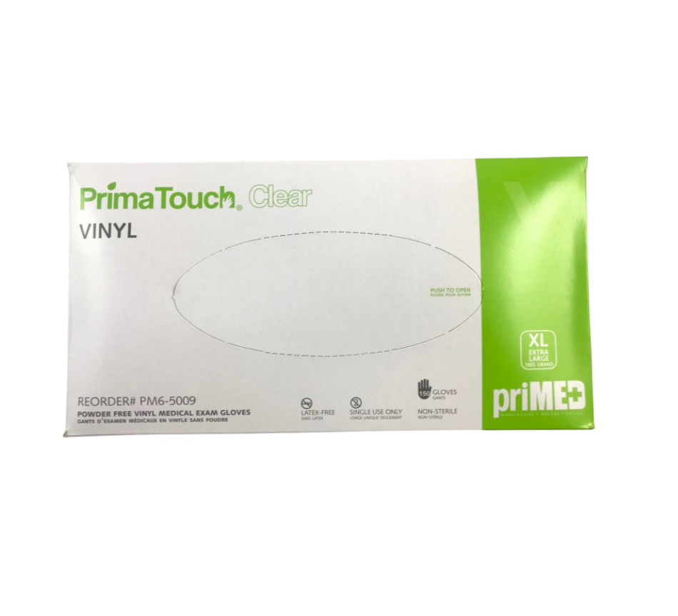 Gloves, Vinyl Powder Free (PrimaTouch® Clear), Extra Large - 150/Box