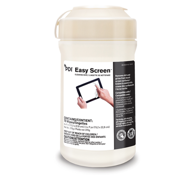 Easy Screen Cleaning Wipe, 70% Alcohol, 6" x 9" - 70/Cannister