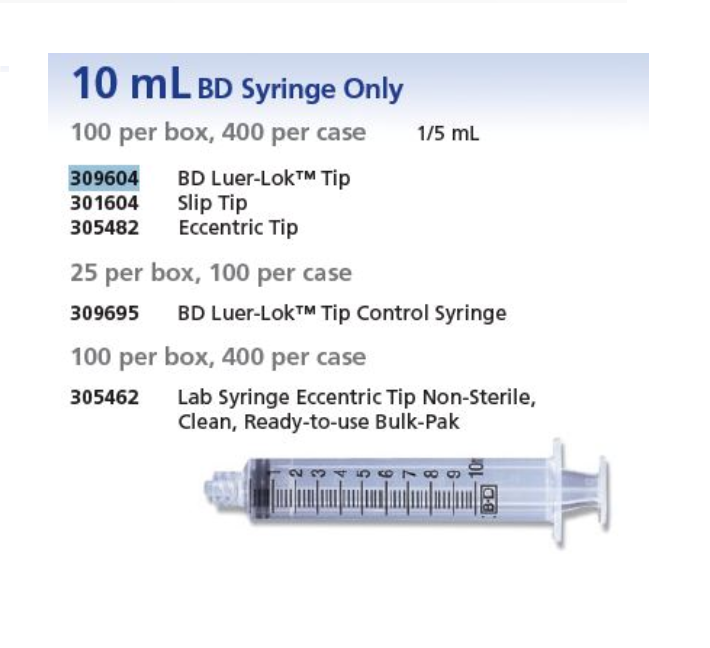 Syringe, 10cc Luer Lock - 200/Bx