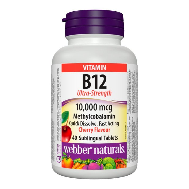 Webber Naturals Ultra Strength Vitamin B12 Sublingual Tablets - 10,000mcg - 40s