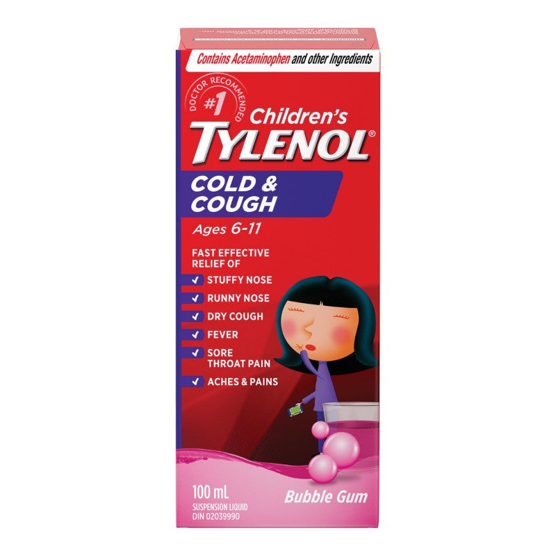 Tylenol Children's Cold & Cough Suspension Liquid - Bubble Gum - 100ml