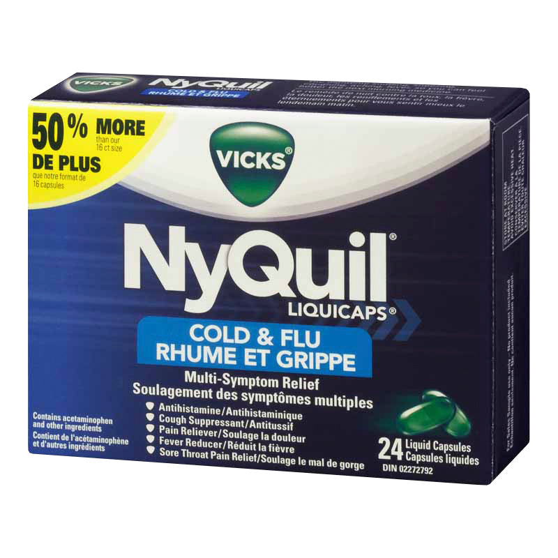 Vicks Nyquil Liquicaps for Colds and Flu - 24s