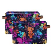 Premium Foldable Storage Bins with Floral Design – 2-Pack