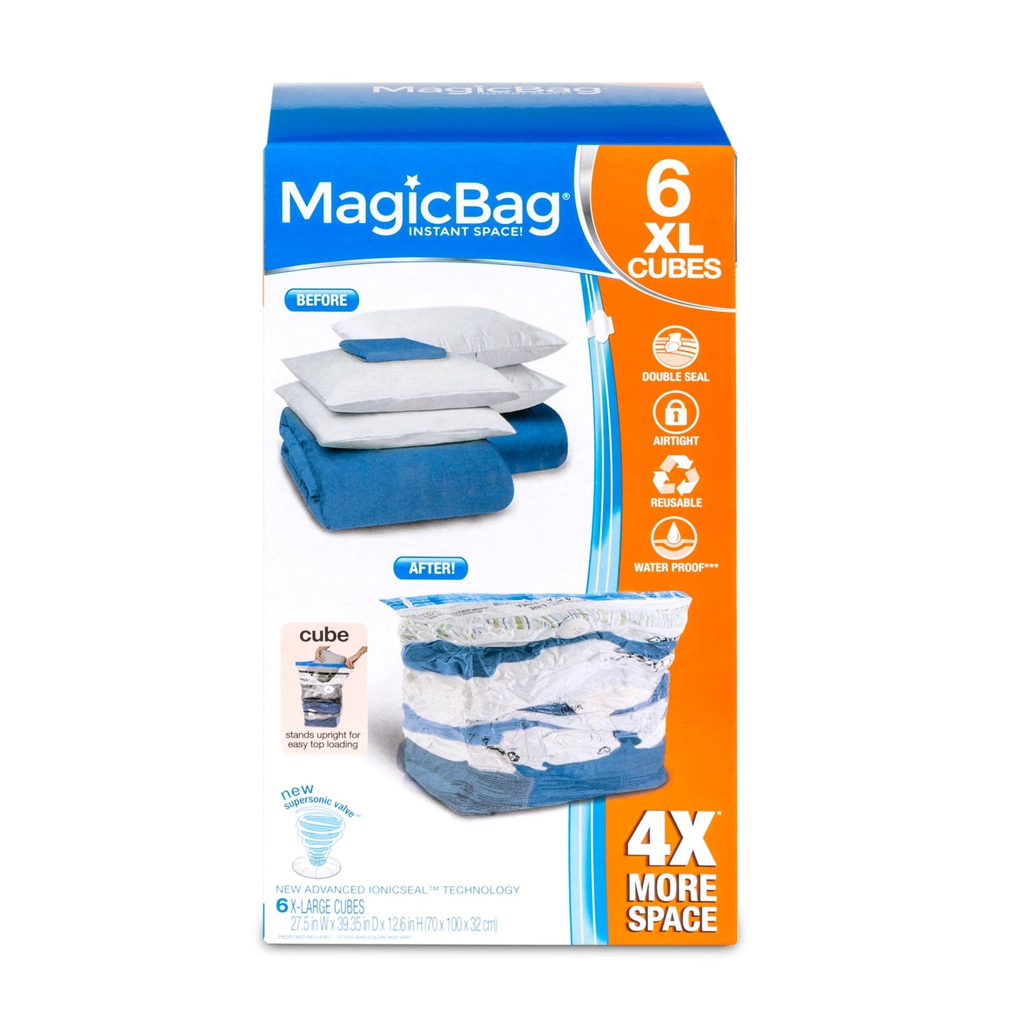 MagicBag by Smart Design Space Saver Vacuum Seal Storage Bags Set of 6