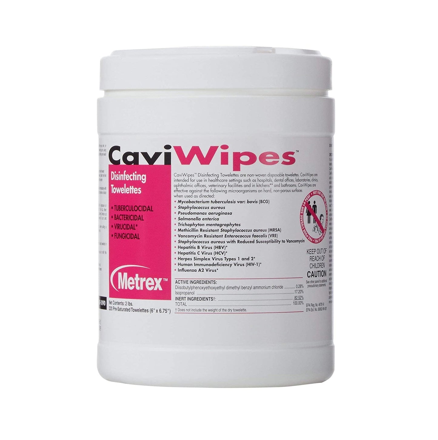 Metrex 10-1090 CaviWipes Towelettes Disinfectant Cleaner Large 220/Pk