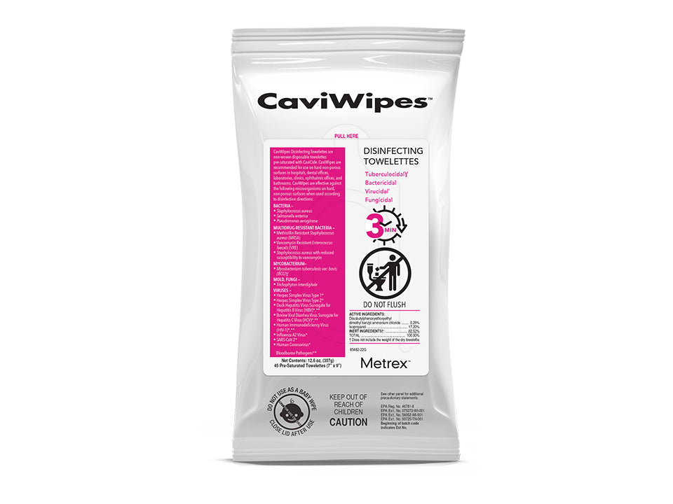 Metrex 4731245 CaviWipes Surface Disinfectant Towelettes Large 45/Pk Pouch