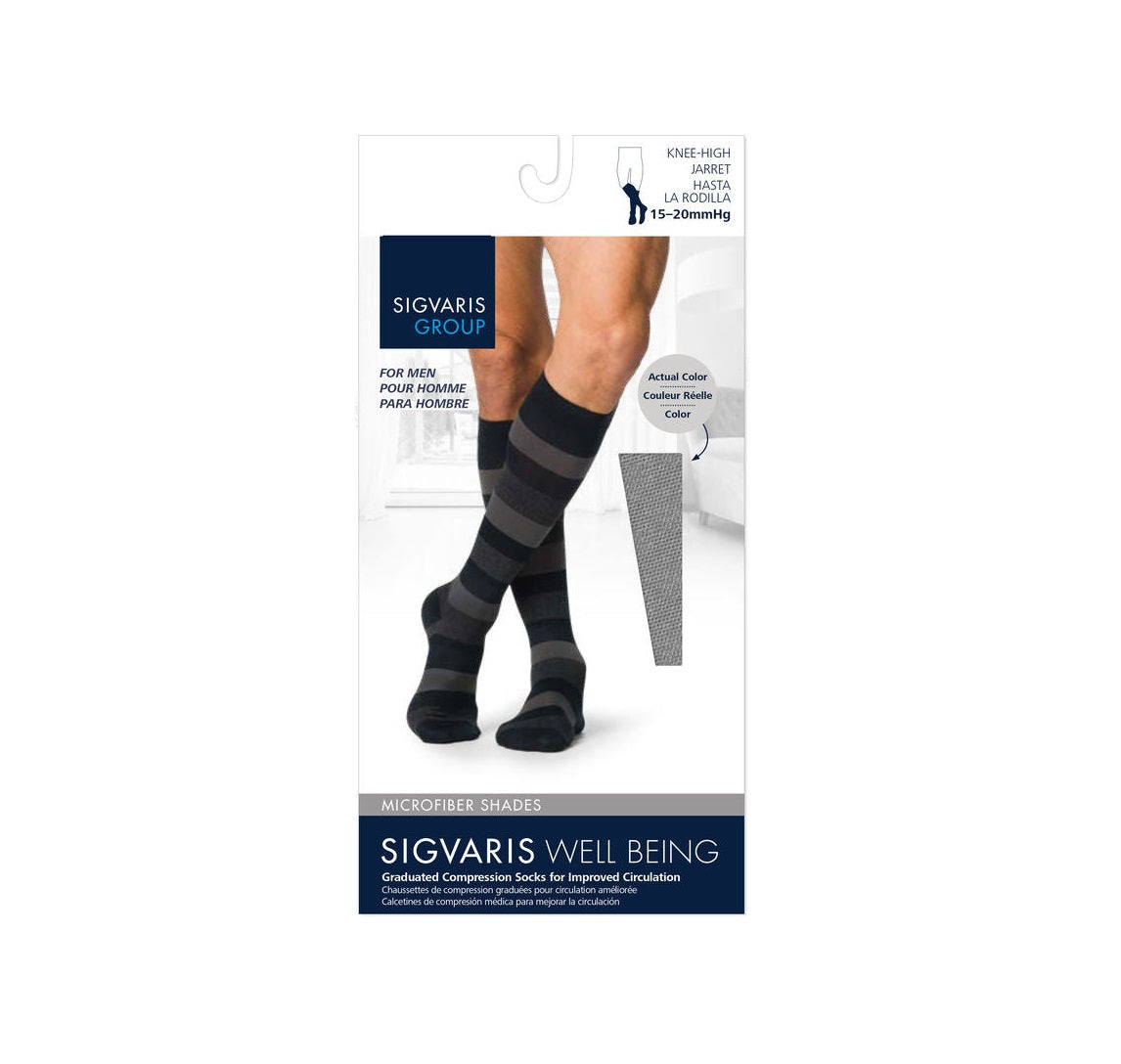 Microfiber Shades Compression Socks, Men, Onyx Stripe - Size C