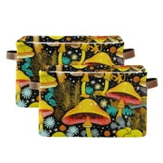 Mushroom Magic Beautiful Storage Basket Large Bin Laundry Boxes Toys Foldable Home Organizer Bag 14.2x10.2x8.3 Inches 2 PCs