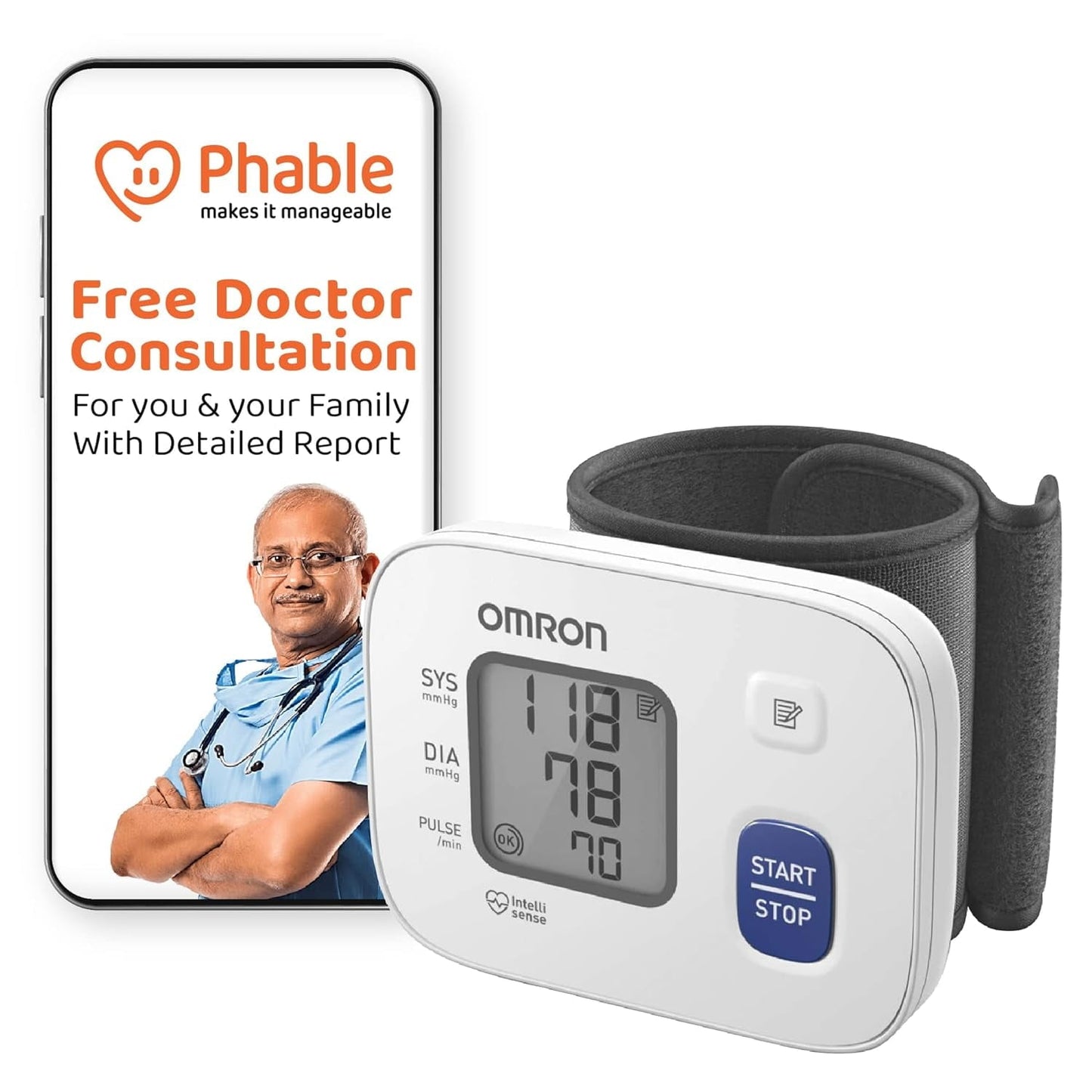 Omron HEM-6161 Wrist Blood Pressure Monitor with Health Report