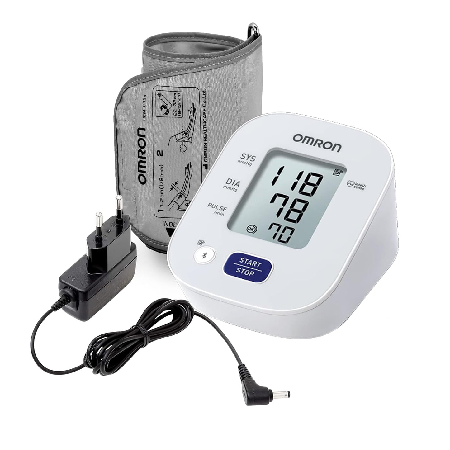 Omron HEM‑7143T1A Bluetooth Digital Blood Pressure Monitor with IntelliSense & Cuff Guide