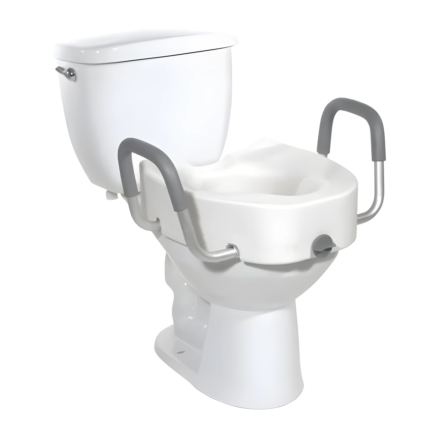 Premium Raised Toilet Seat W/Arms And Lock- Elongated
