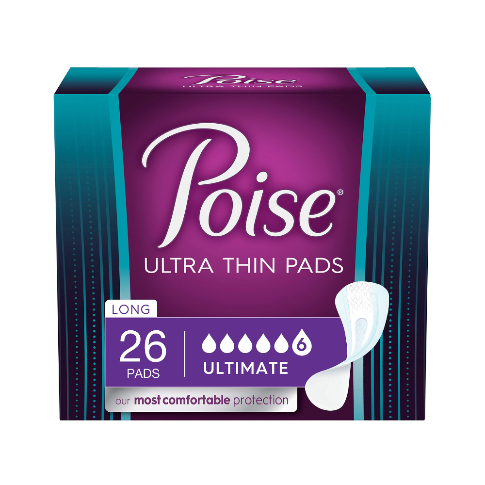 Poise Ultra Thin Long Pads for Incontinence & Postpartum 26ct