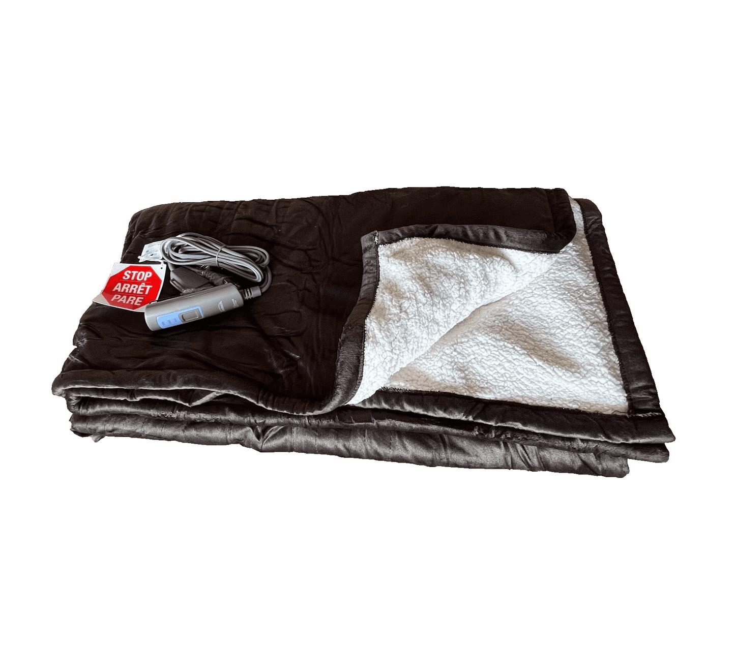 Sunbeam Royal Mink Sherpa Brown Heated Personal Throw Blanket Full