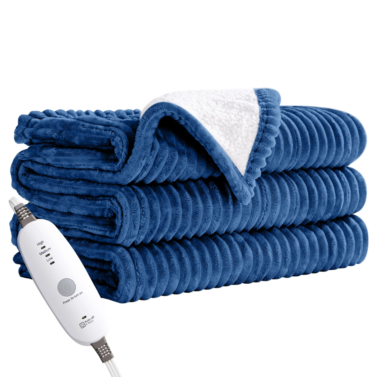 Sunbeam Heated Throw Lagoon Blue 50'x60' 3 Heat Settings Auto Off On NEW