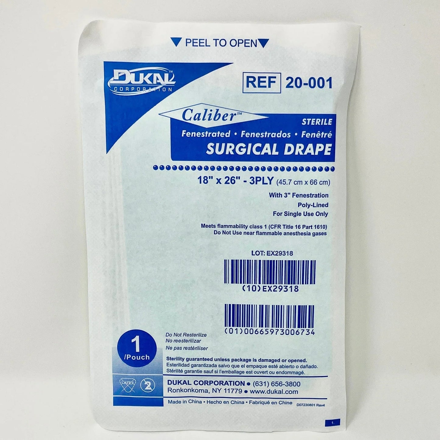 Drape (Dukal), 3in. Fenestrated, Sterile 18in. x 26in., White - 50/Box