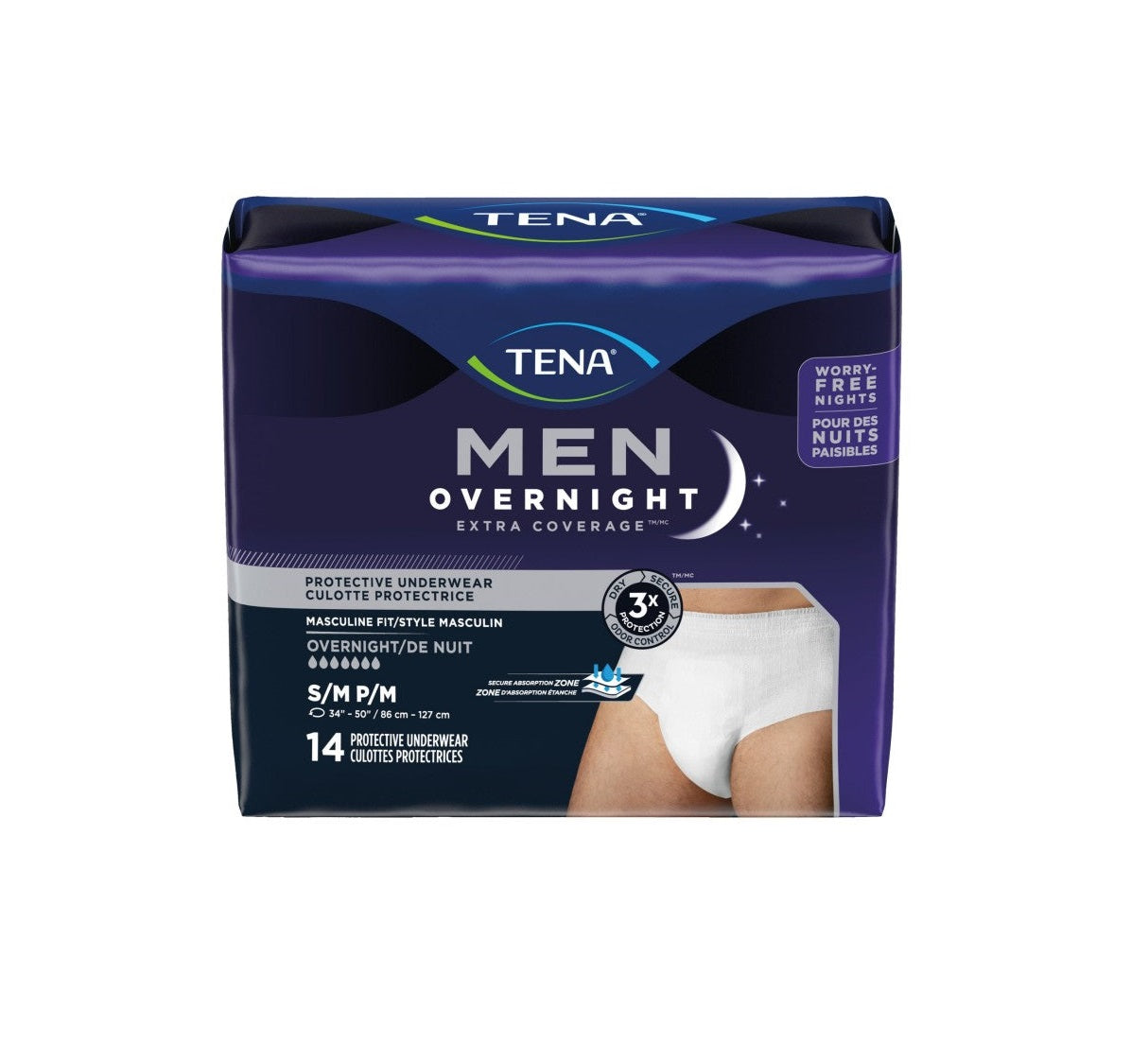 Tena Men Extra Coverage Incontinence Pants - Overnight - Small/Medium - 14's