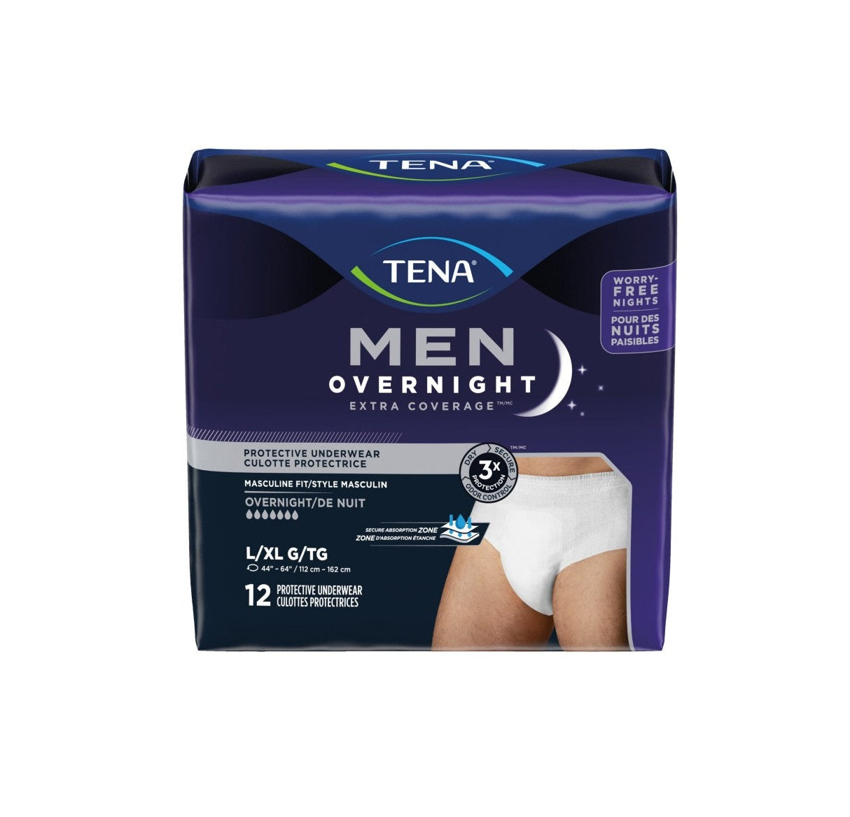 Tena Men Extra Coverage Incontinence Pants - Overnight - Large/Extra large - 12's