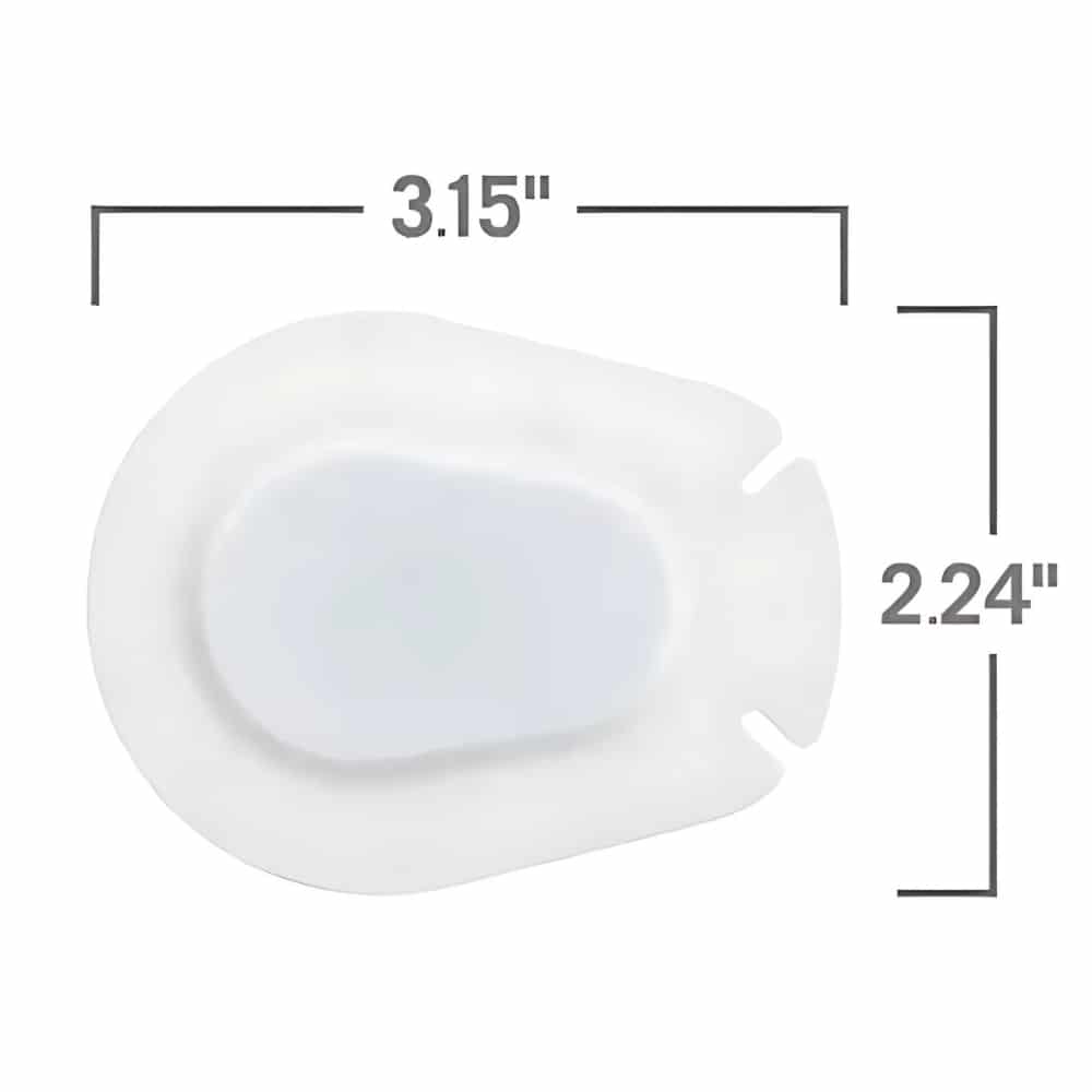 They measure 2.24 inches x 3.15 inches (57 mm x 80 mm).