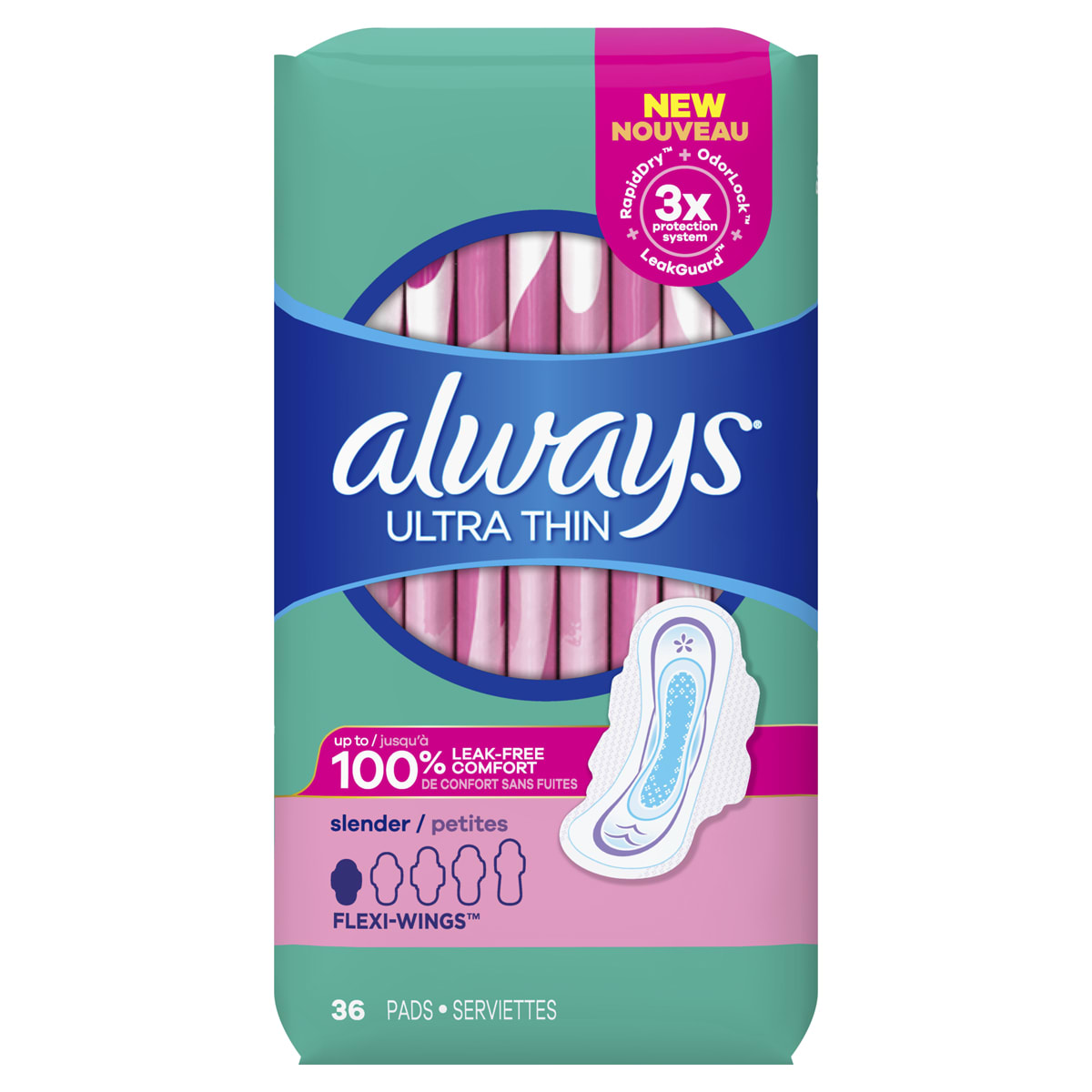 Always: Ultra Thin Slender Pads With Wings, Unscented