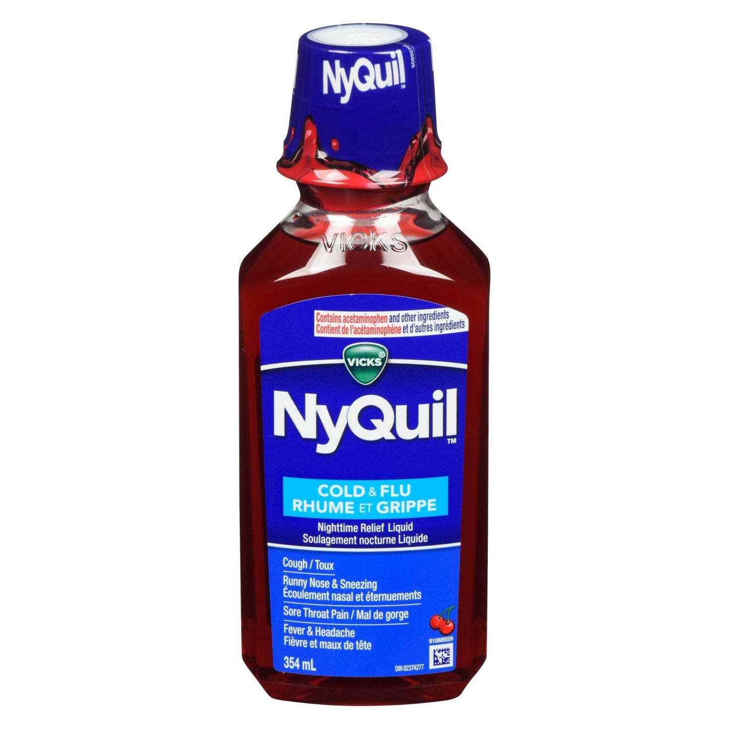 Vicks Nyquil Liquid for Cold and Flu - Cherry - 354ml