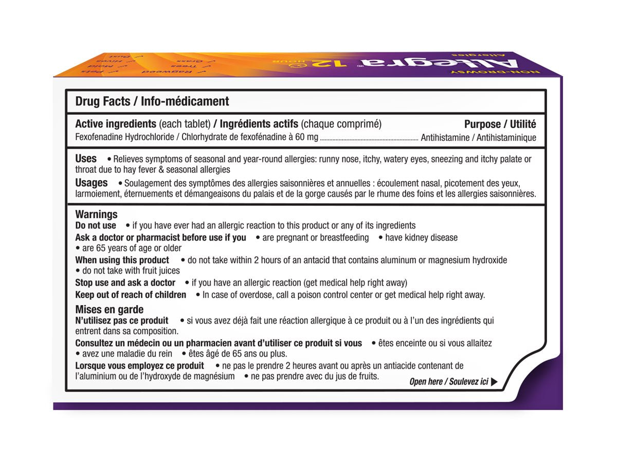Allegra 24 Hours Antihistamine Tablets - 120mg/48s