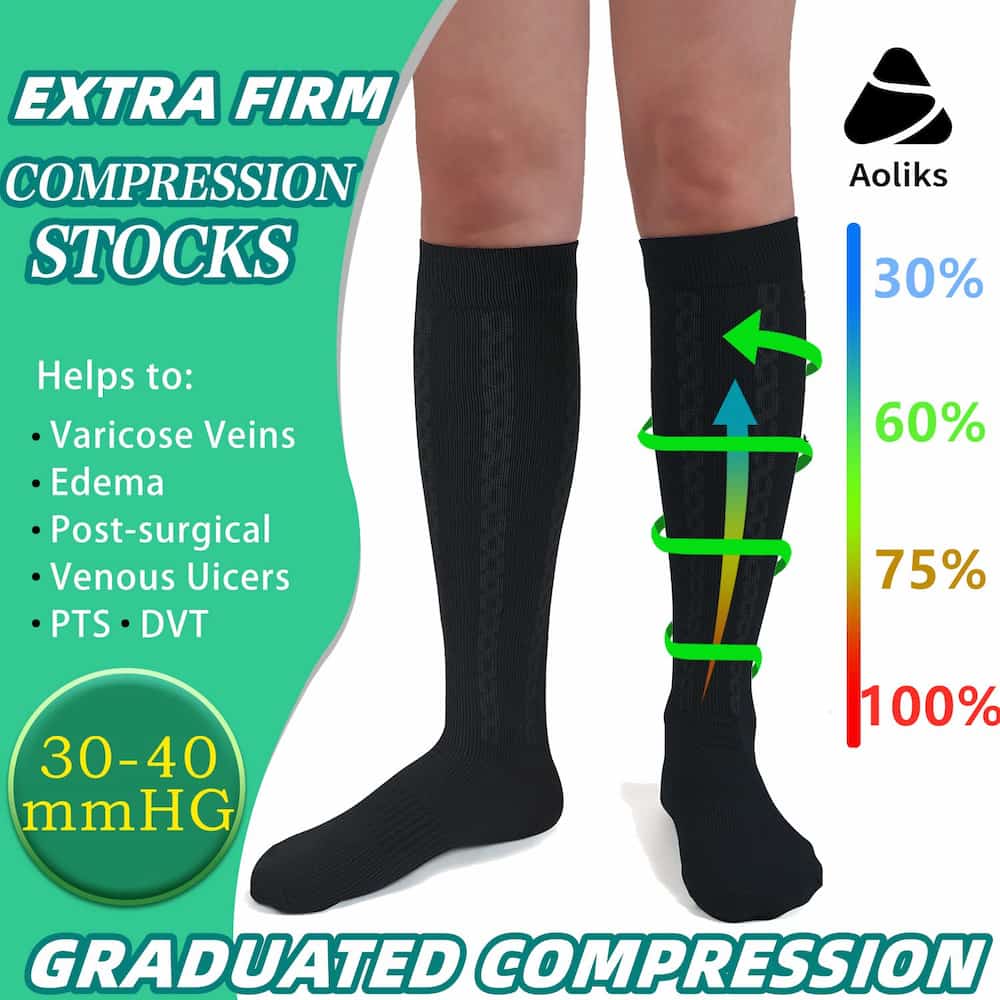 Aoliks 30-40 mmHg Medical Graduated Compression Socks (2 Pack)