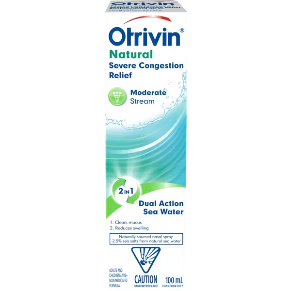 Otrivin Natural Severe Congestion Relief Moderate Stream Nasal Spray - 2 in 1 Sea Water - 100ml