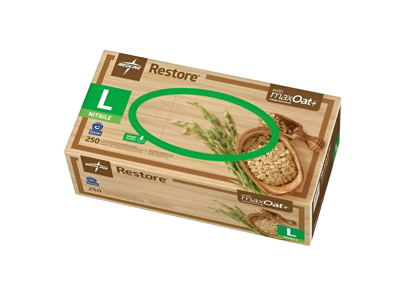 Gloves, Nitrile Powder Free (Medline Restore) w/ Colloidal Oatmeal, Large 250/Box