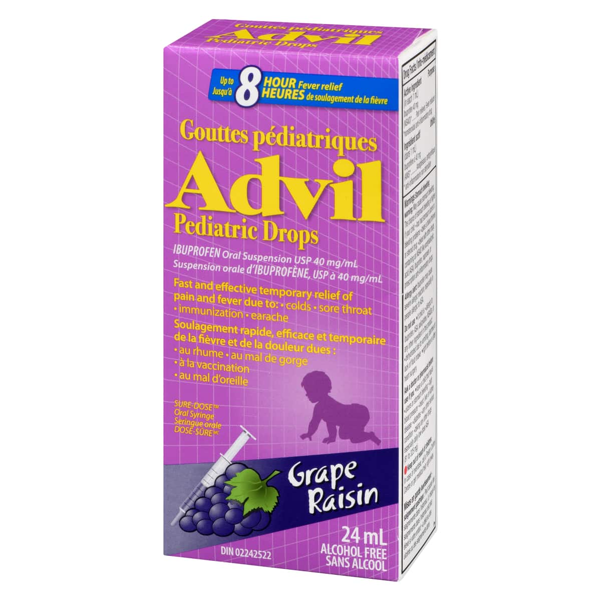 Advil Pediatric Drops for Infants for Fever and Pain Relief, Grape, 24 mL