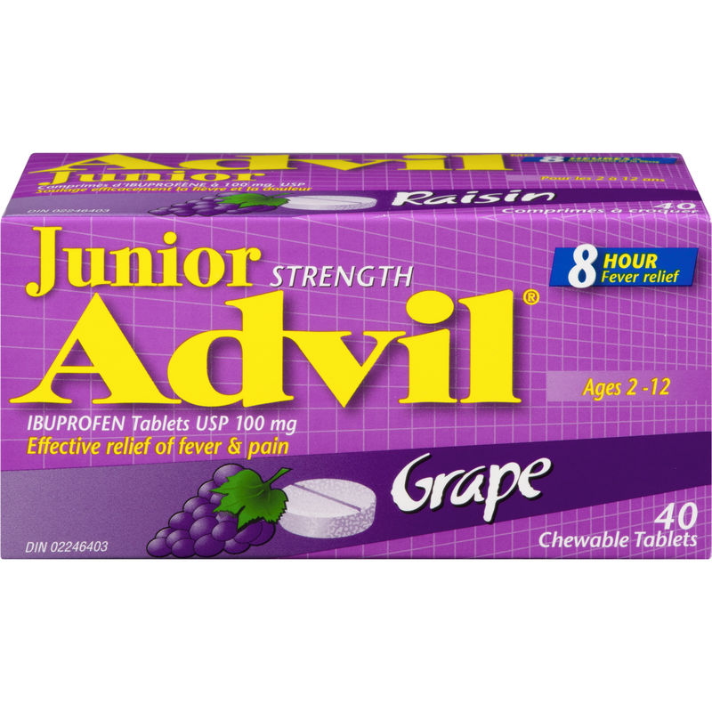 Junior Strength Advil Chewable Tablets for Kids – Grape Flavor 40ct