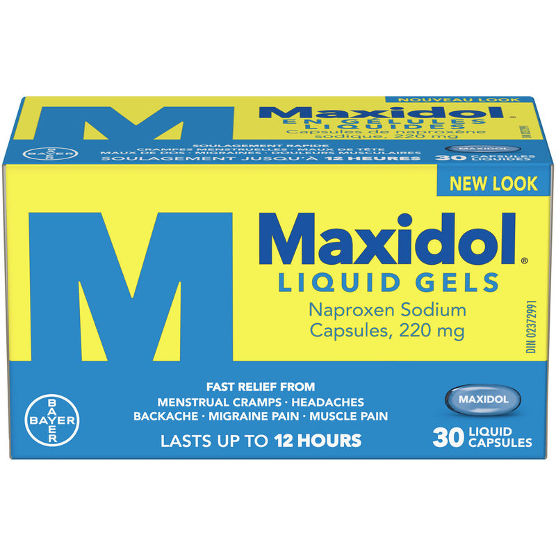 Maxidol Naproxen Sodium Liquid Gels – Fast 12-Hour Pain Relief, 30 Capsules